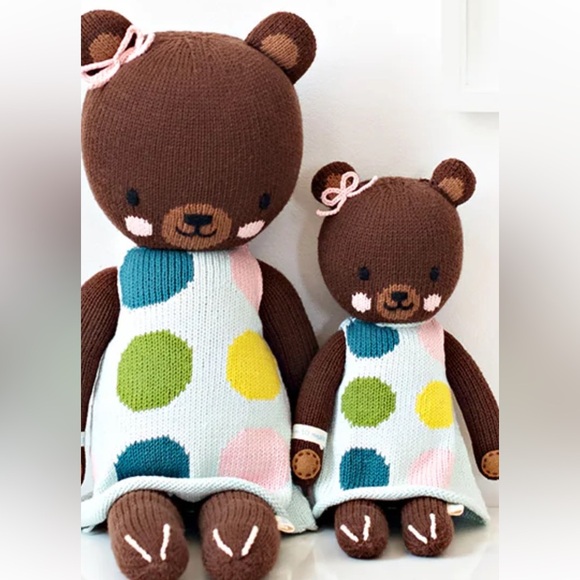 CUDDLE + KIND Ivy the Bear 13” Hand Knit Stuffee Animal - Picture 7 of 8